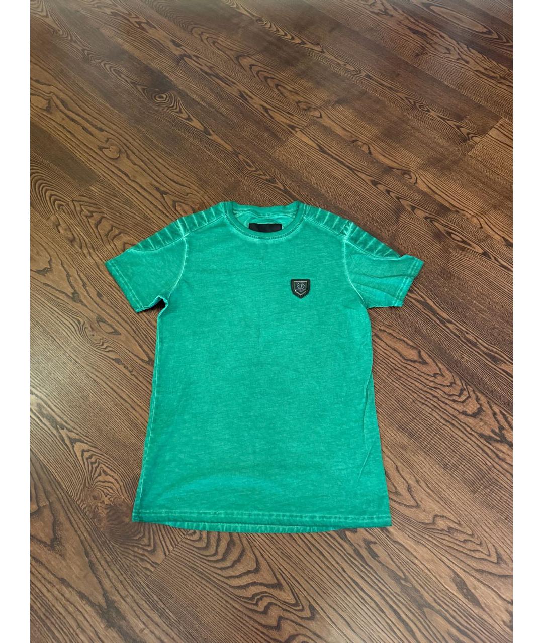 PHILIPP PLEIN Зеленая хлопковая футболка, фото 8