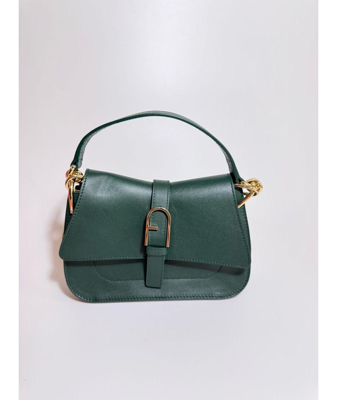FURLA Зеленая кожаная сумка с короткими ручками, фото 6