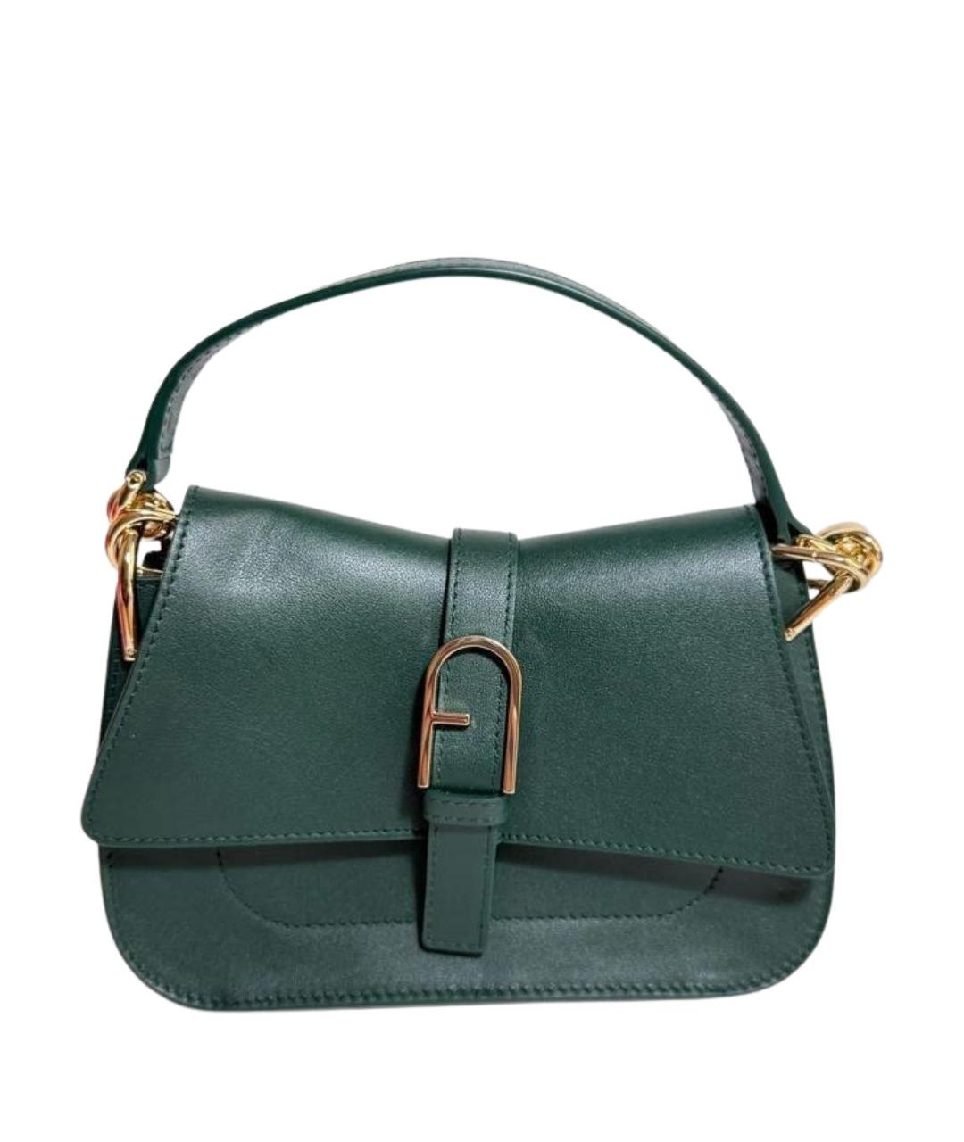 FURLA Зеленая кожаная сумка с короткими ручками, фото 1