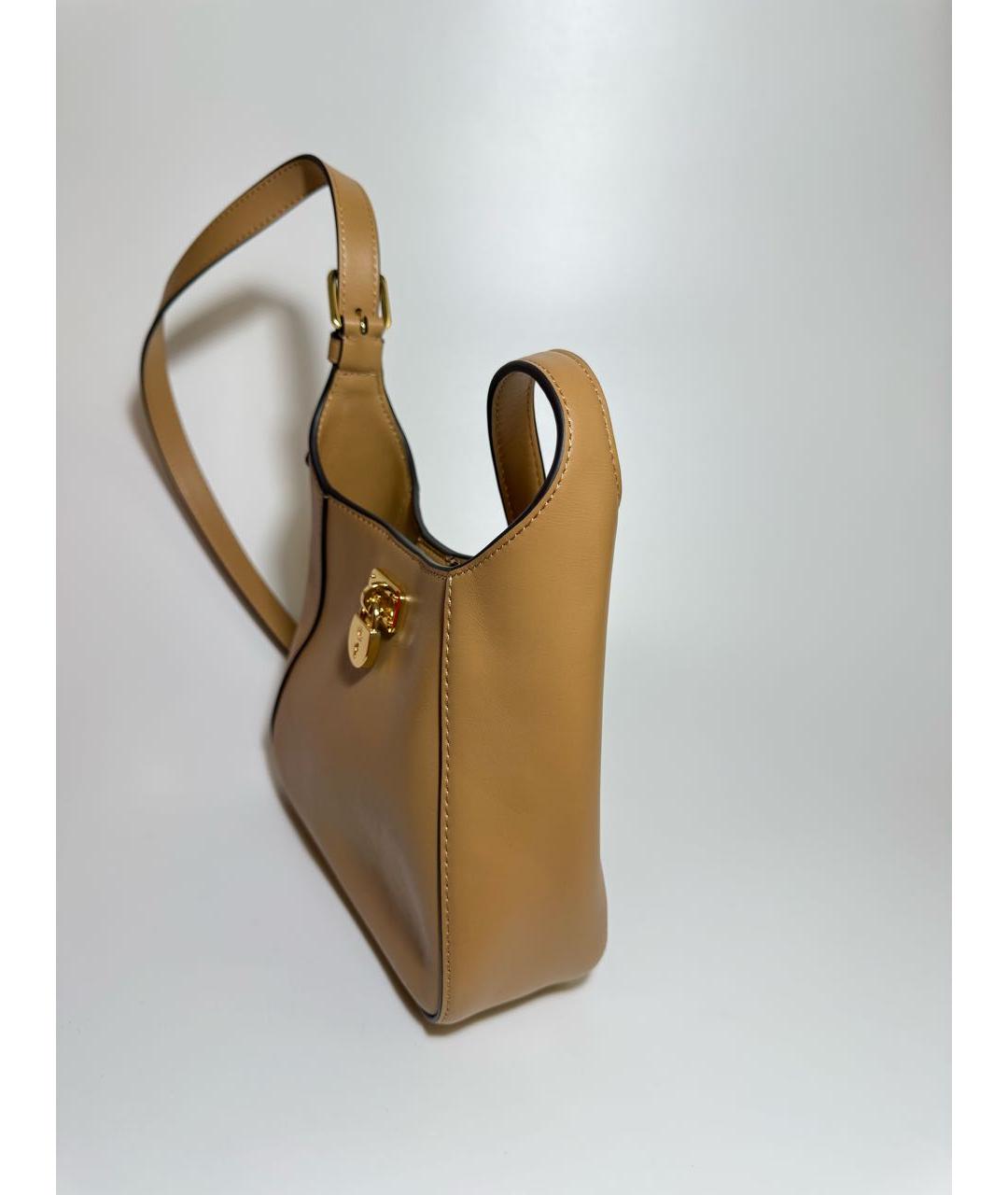 RALPH LAUREN Коричневая кожаная сумка через плечо, фото 3