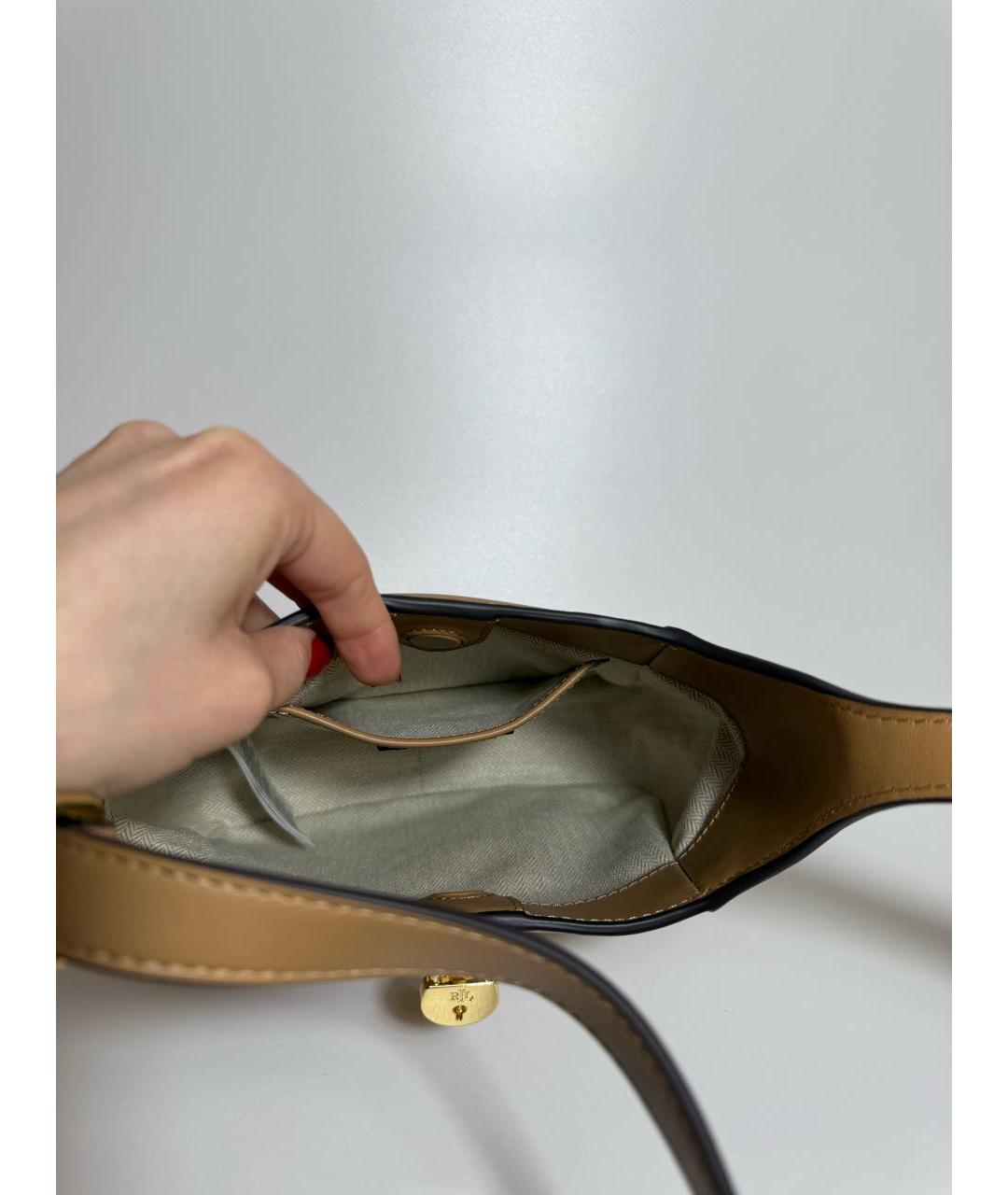 RALPH LAUREN Коричневая кожаная сумка через плечо, фото 5