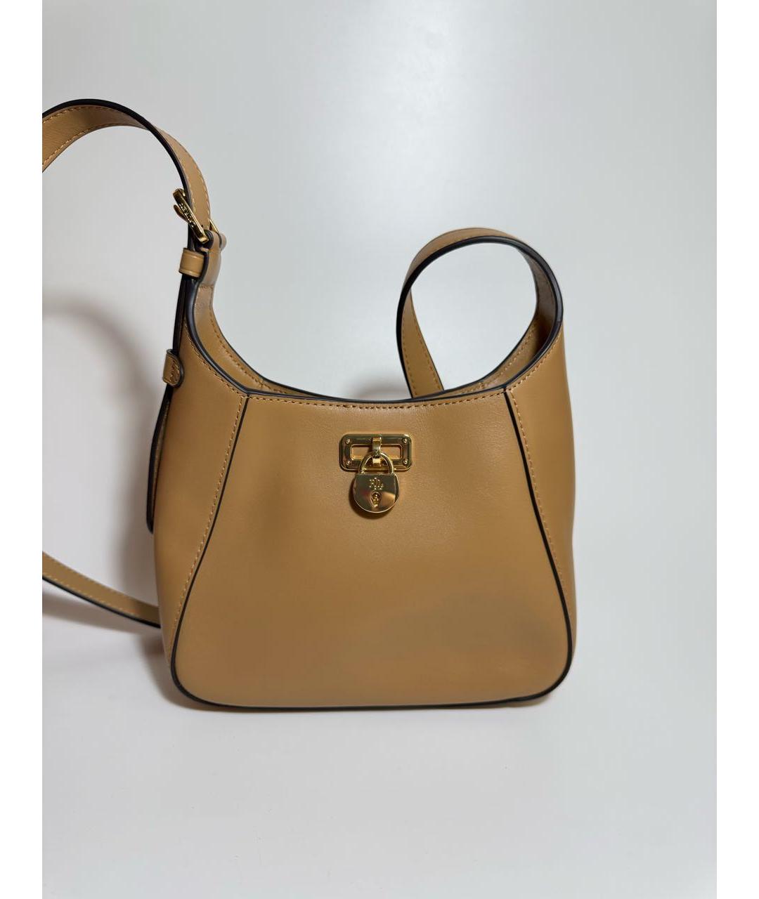 RALPH LAUREN Коричневая кожаная сумка через плечо, фото 2