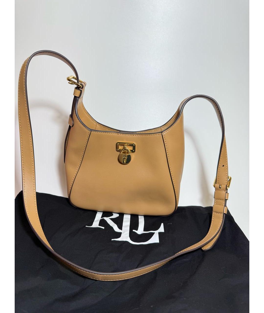 RALPH LAUREN Коричневая кожаная сумка через плечо, фото 7