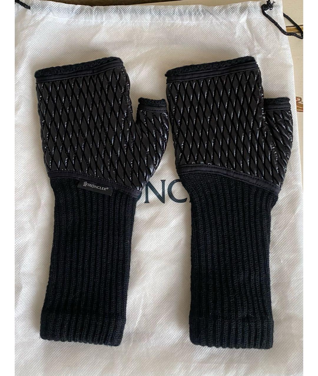 MONCLER Черные шерстяные митенки, фото 7