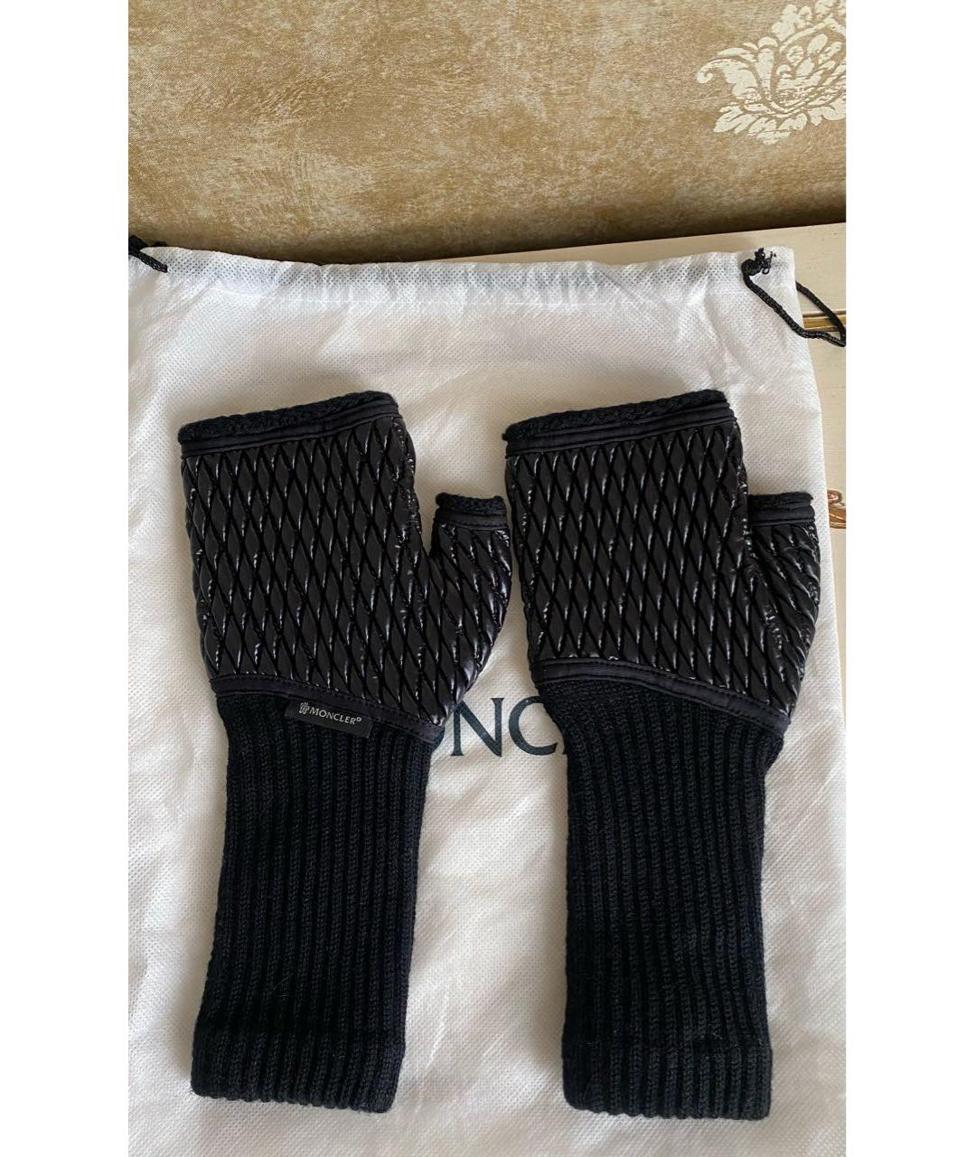 MONCLER Черные шерстяные митенки, фото 6