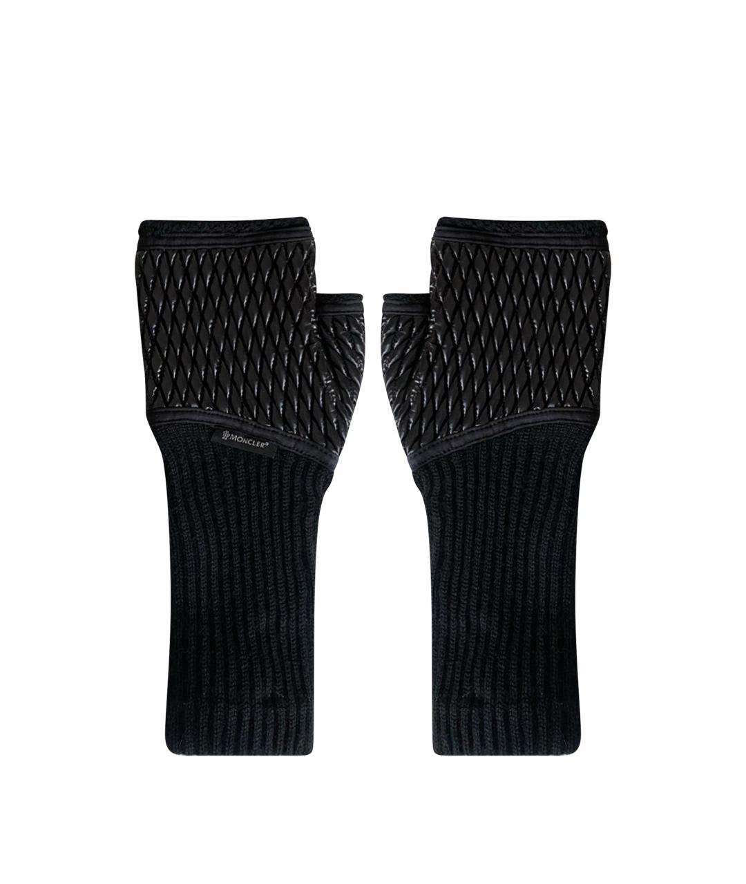 MONCLER Черные шерстяные митенки, фото 1