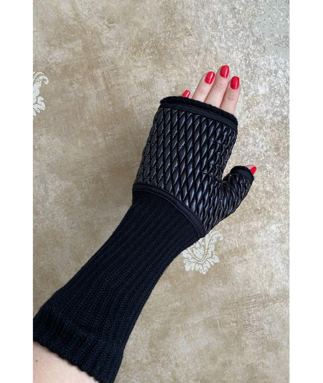 MONCLER Черные шерстяные митенки, фото 3