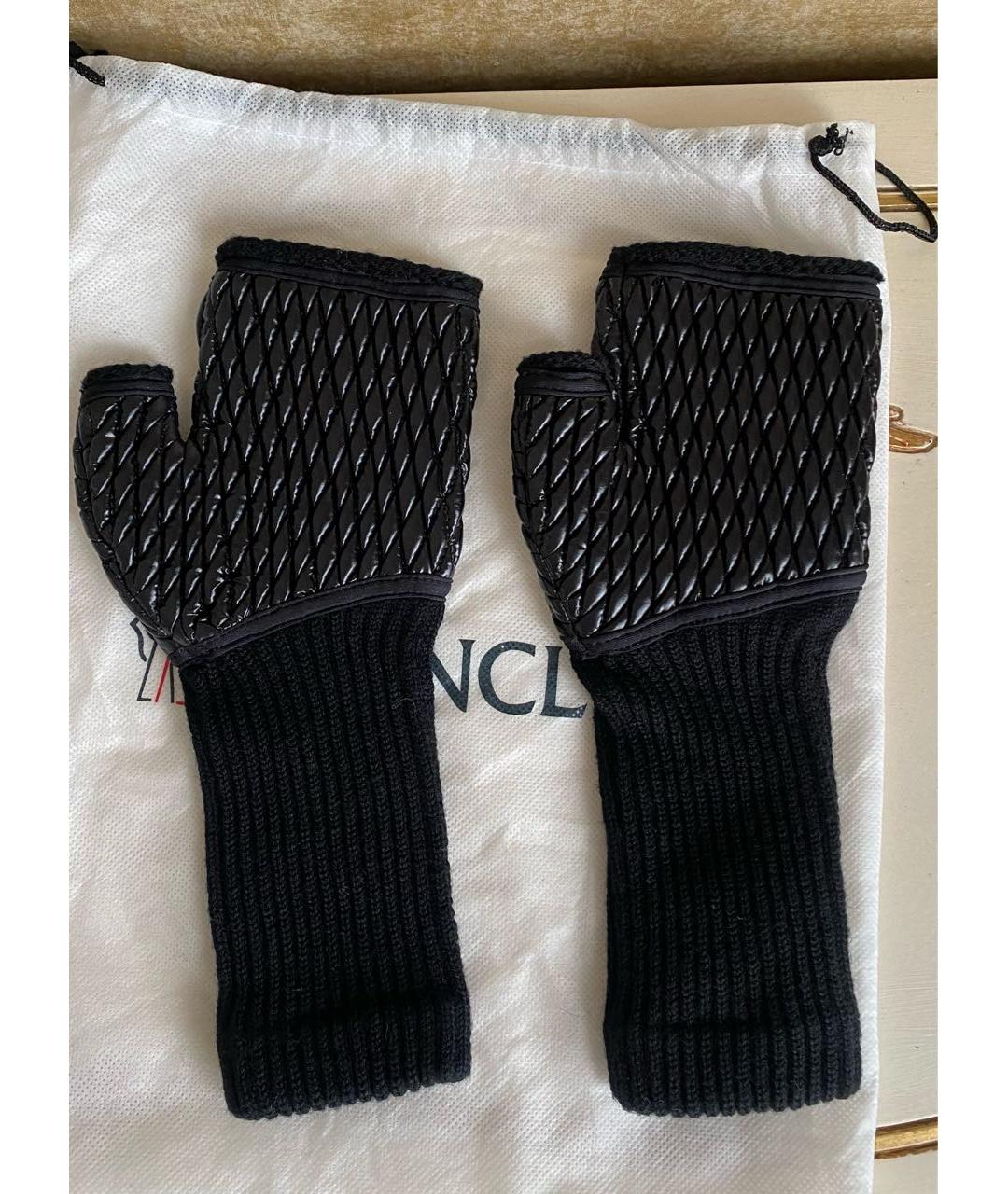 MONCLER Черные шерстяные митенки, фото 2