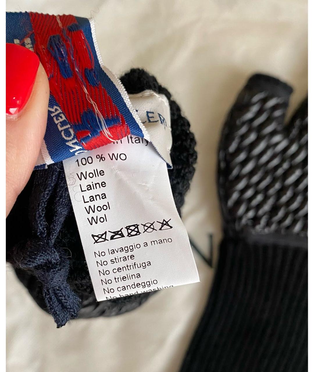 MONCLER Черные шерстяные митенки, фото 5