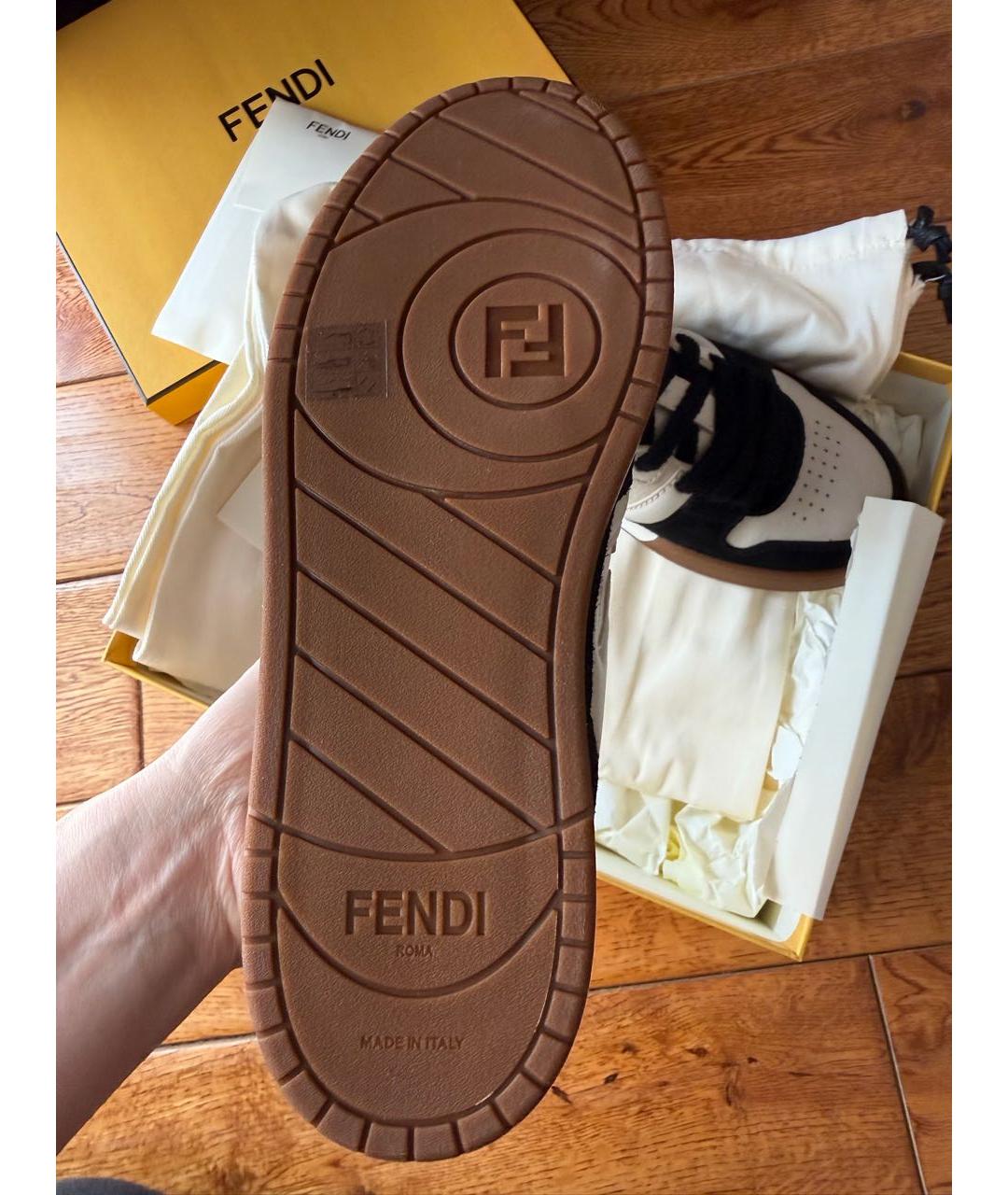 FENDI Бежевые кеды, фото 4
