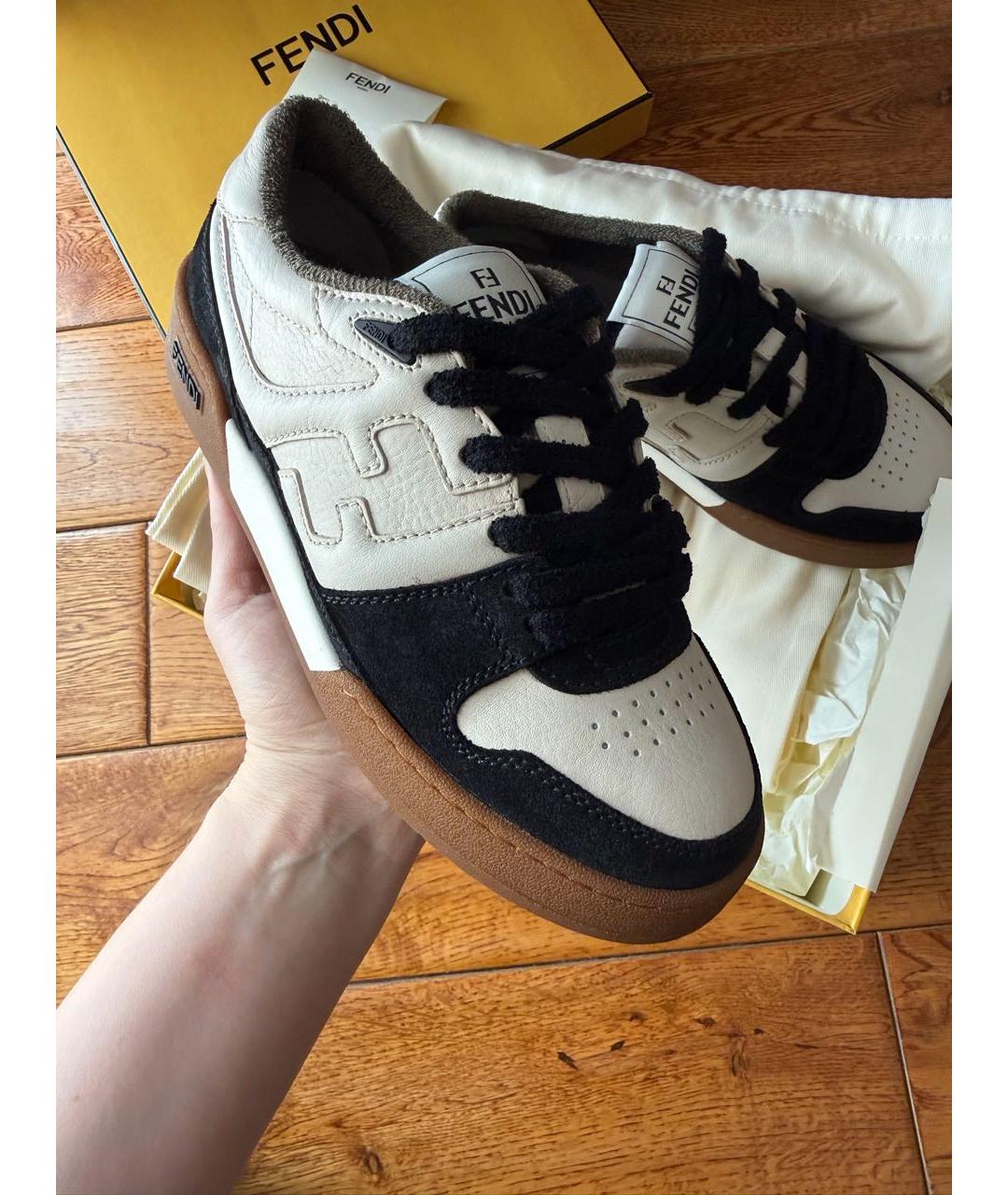 FENDI Бежевые кеды, фото 6