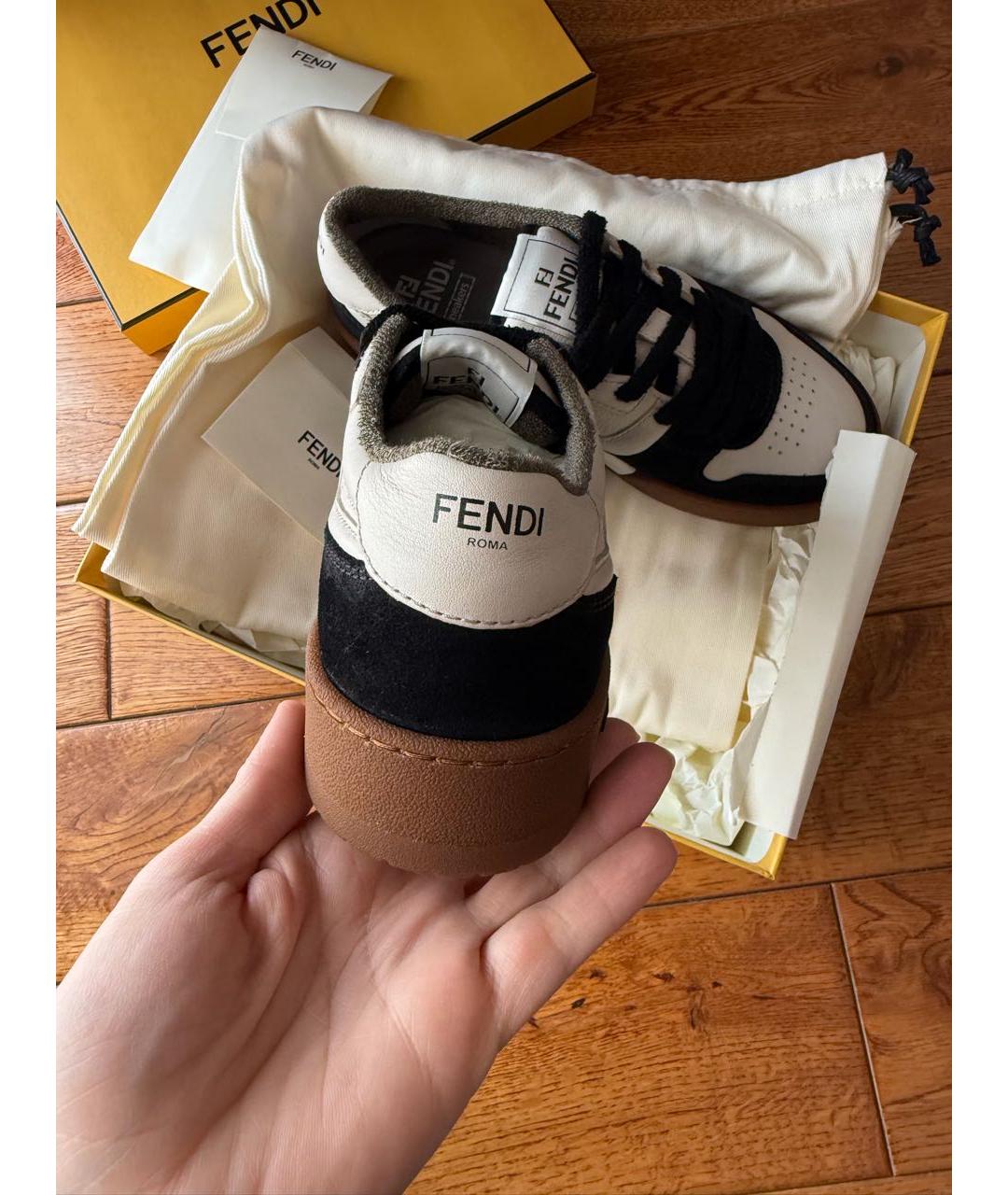FENDI Бежевые кеды, фото 5