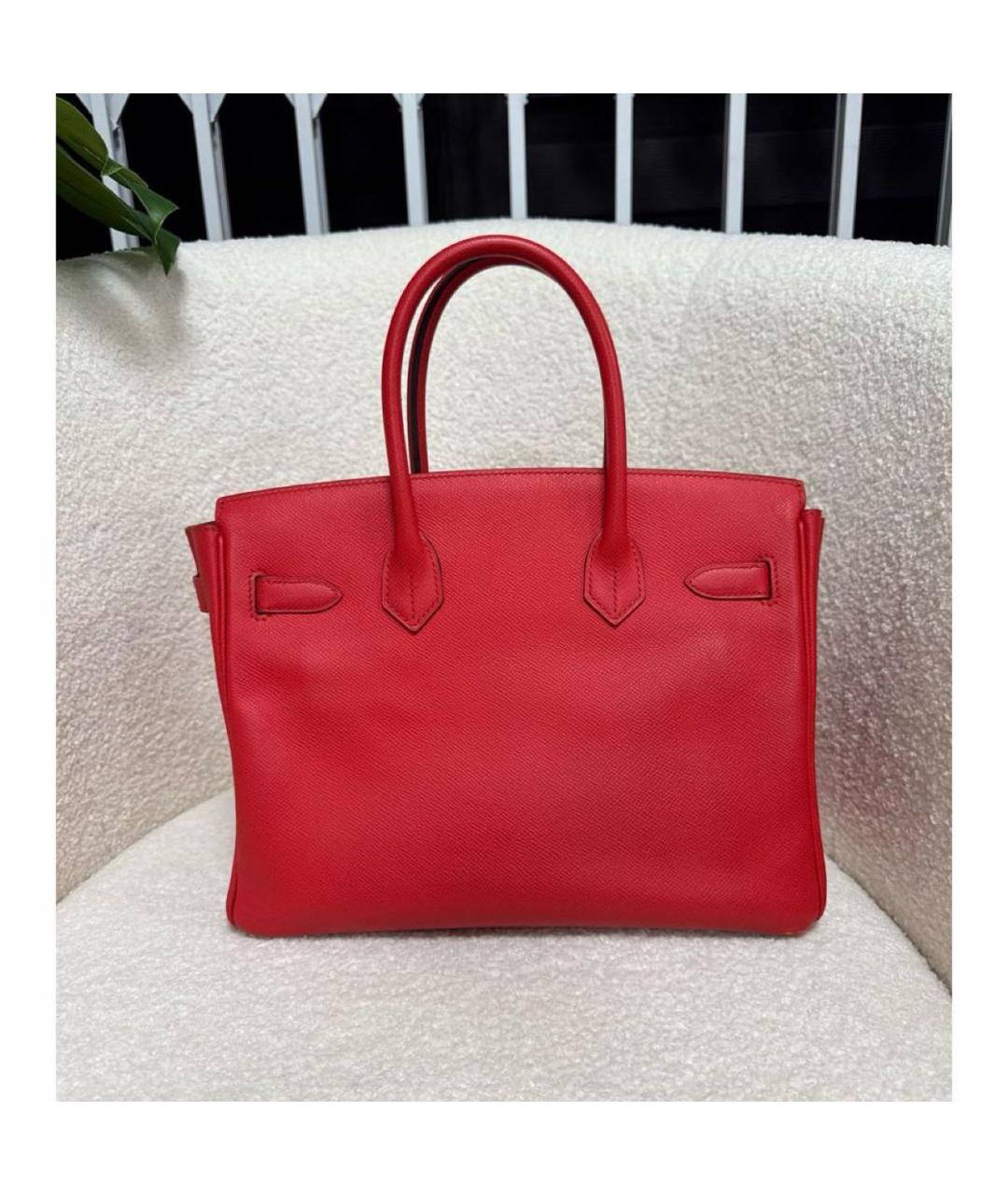 HERMES Красная кожаная сумка с короткими ручками, фото 3