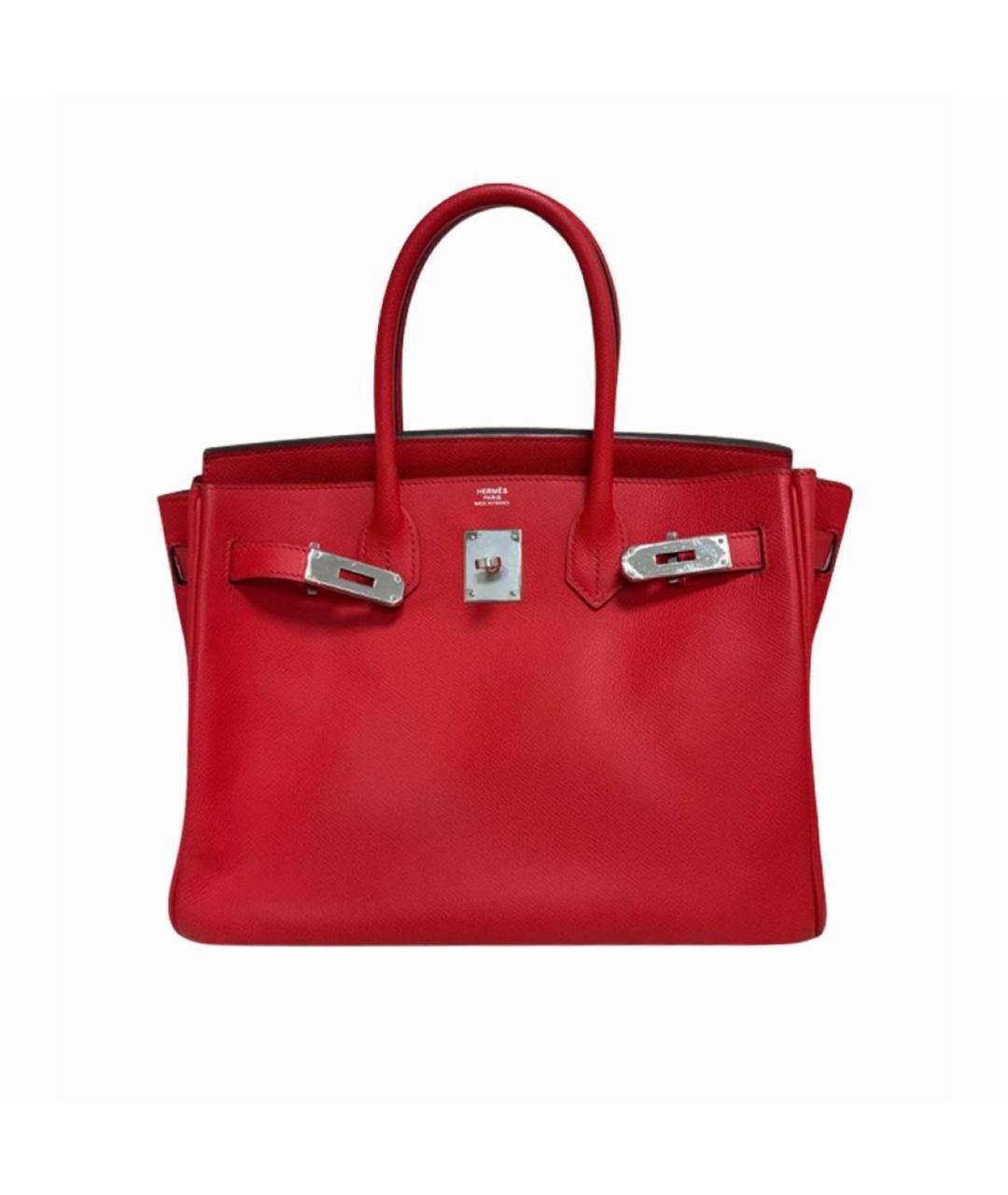 HERMES Красная кожаная сумка с короткими ручками, фото 9