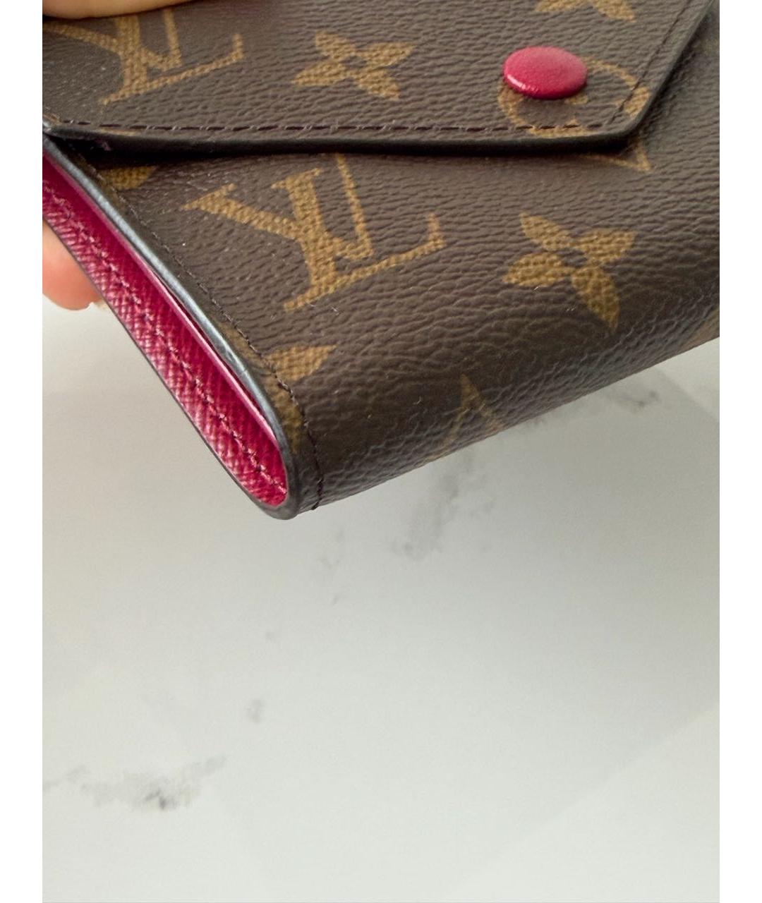 LOUIS VUITTON Коричневый кожаный кошелек, фото 7