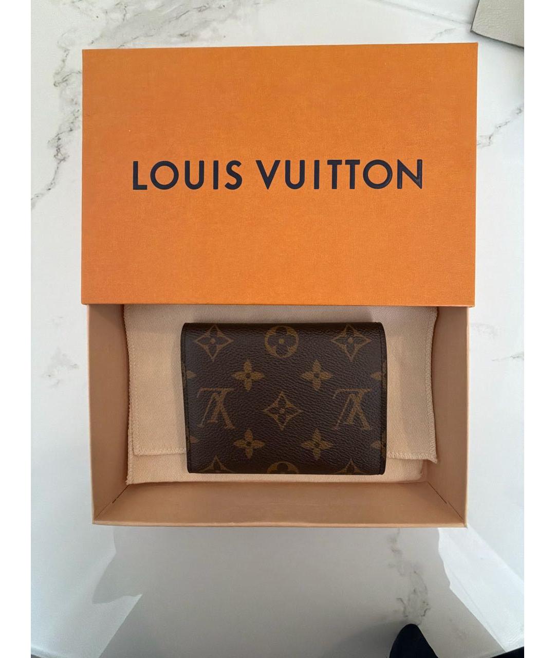 LOUIS VUITTON Коричневый кожаный кошелек, фото 3