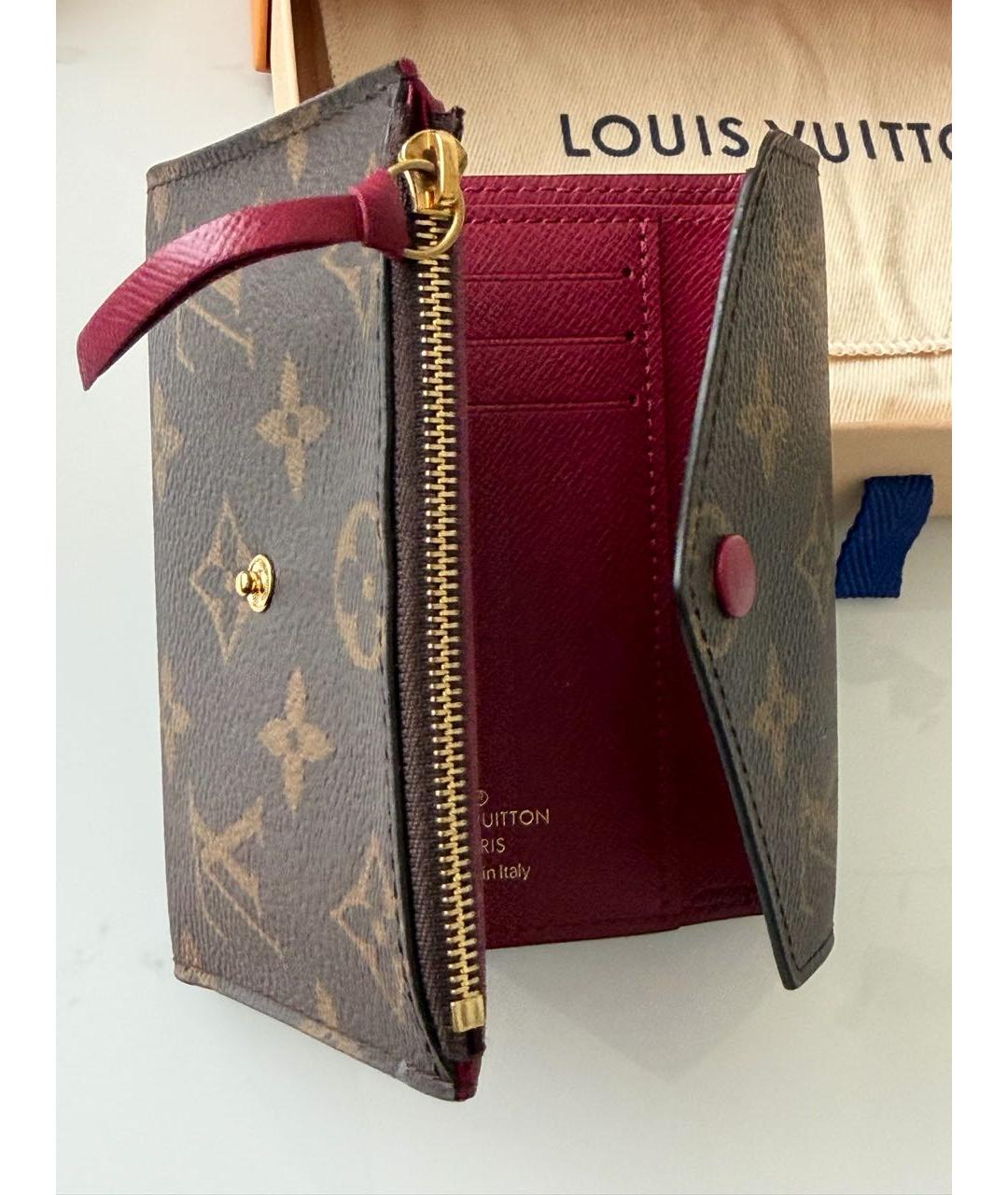 LOUIS VUITTON Коричневый кожаный кошелек, фото 5