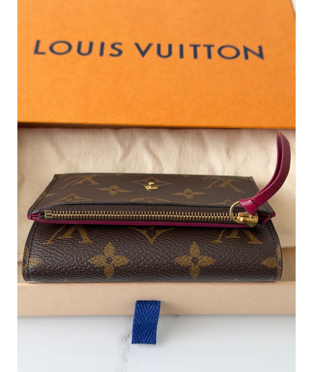 LOUIS VUITTON Коричневый кожаный кошелек, фото 6