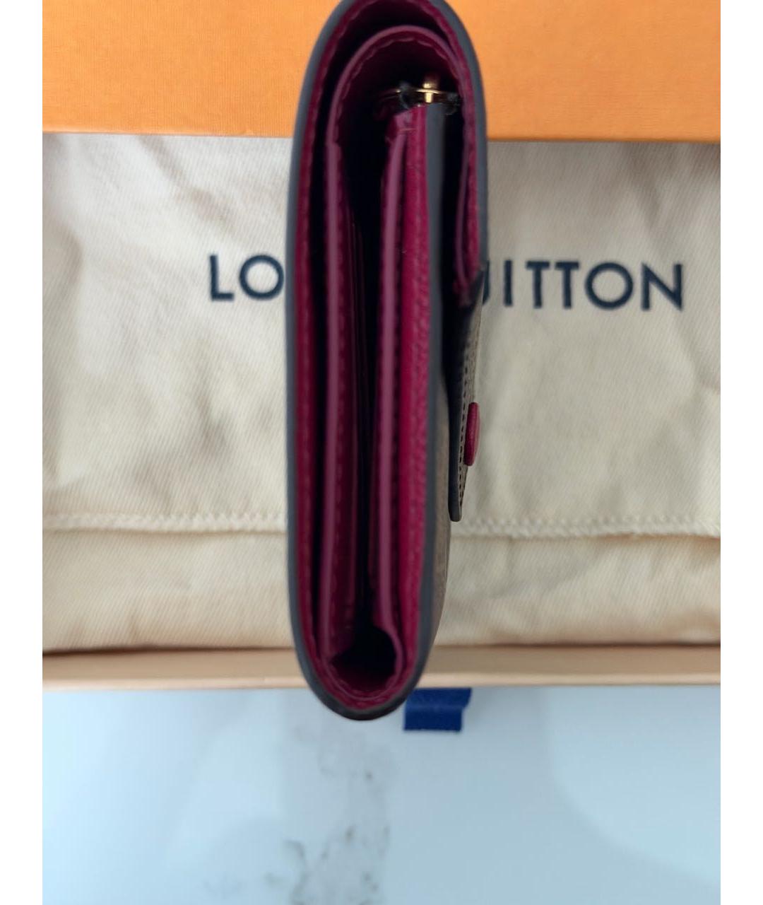 LOUIS VUITTON Коричневый кожаный кошелек, фото 2