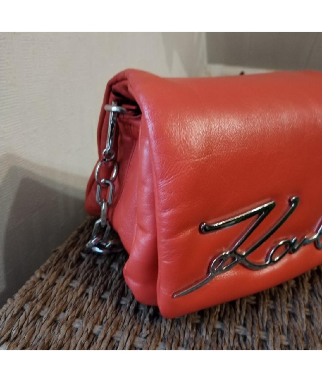 KARL LAGERFELD Красная кожаная сумка через плечо, фото 5