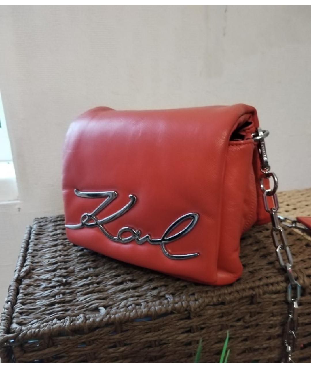 KARL LAGERFELD Красная кожаная сумка через плечо, фото 8