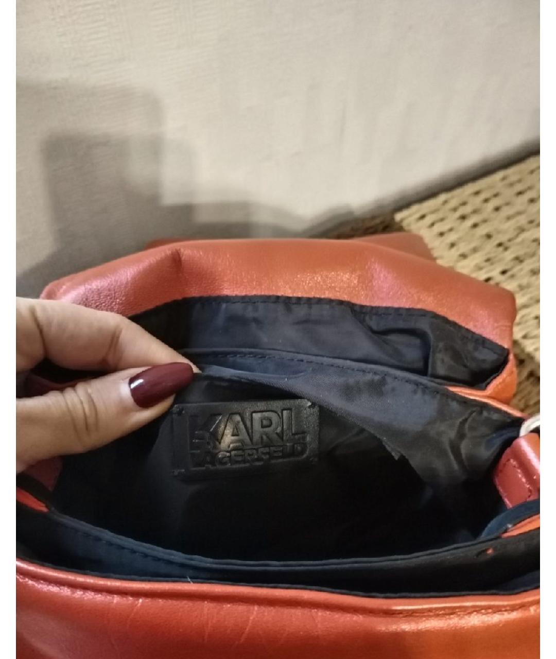 KARL LAGERFELD Красная кожаная сумка через плечо, фото 7