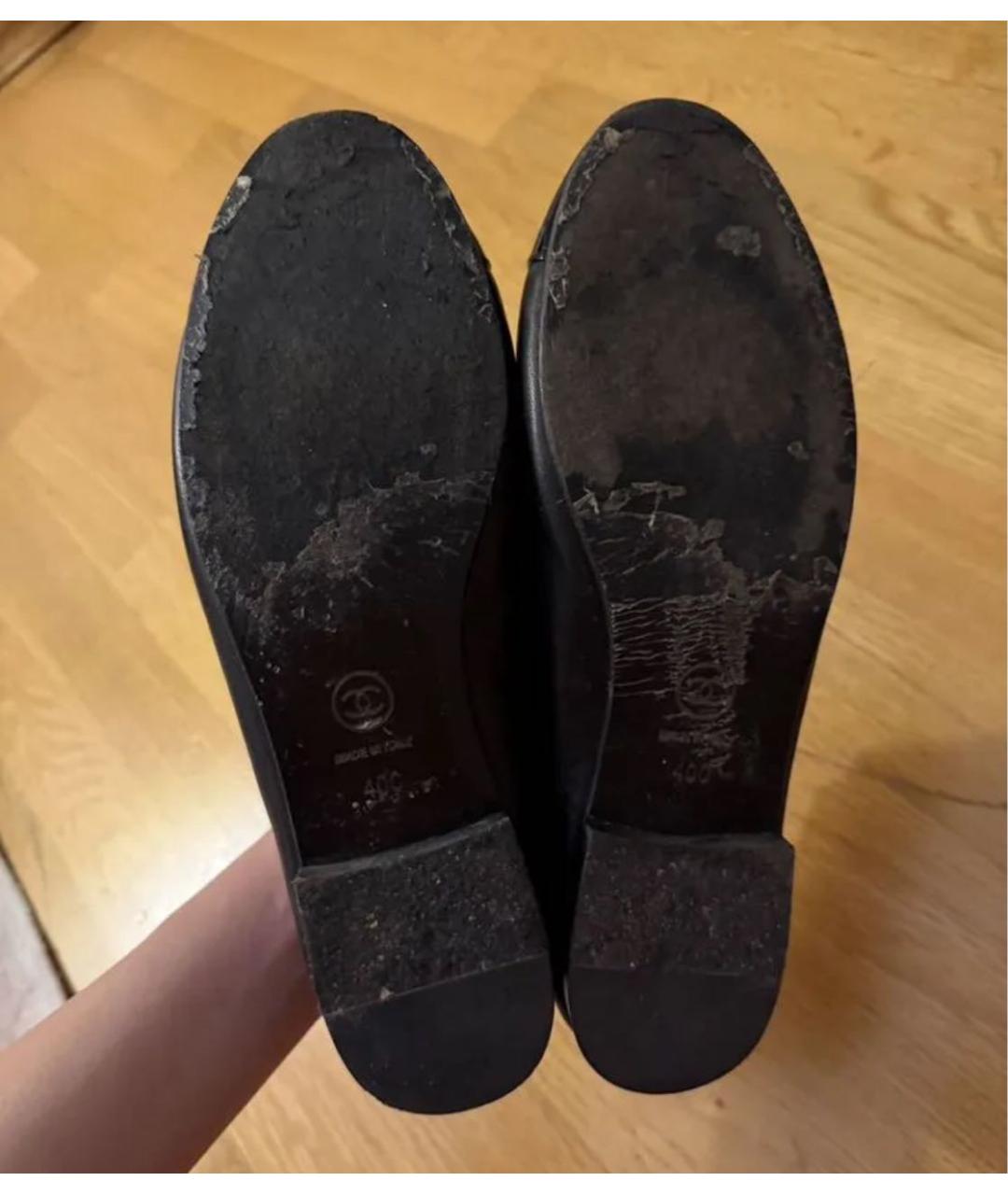 CHANEL Черные кожаные балетки, фото 3