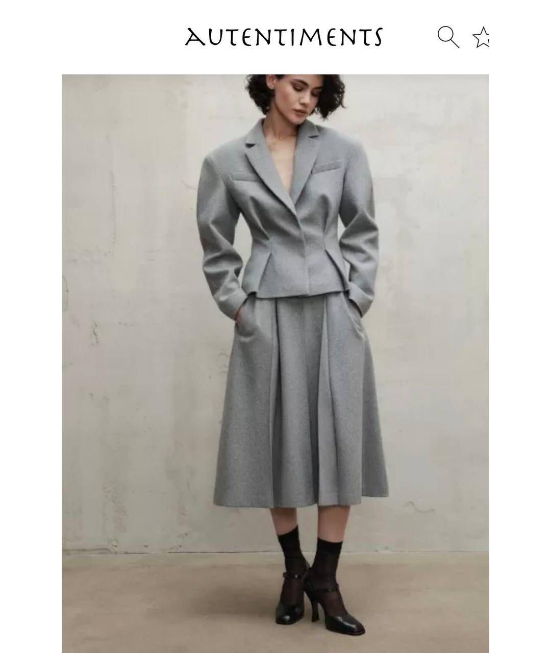 AUTENTIMENTS Серый шерстяной костюм с юбками, фото 6