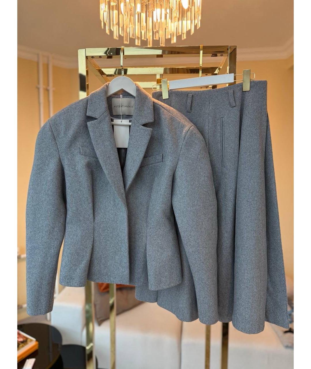 AUTENTIMENTS Серый шерстяной костюм с юбками, фото 5