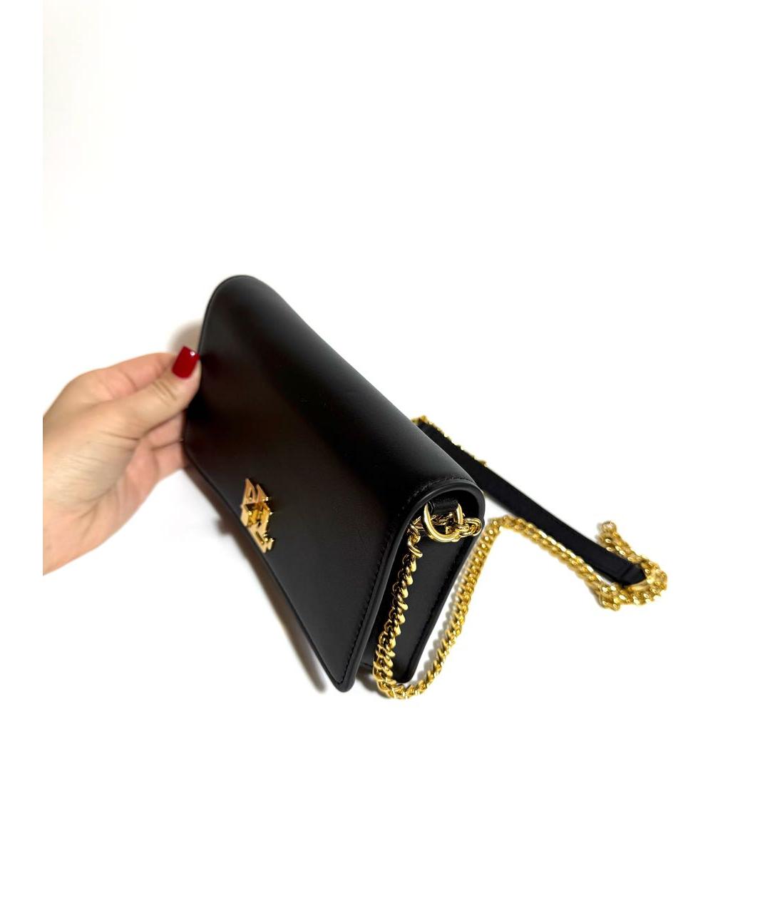 RALPH LAUREN Черная кожаная сумка через плечо, фото 2