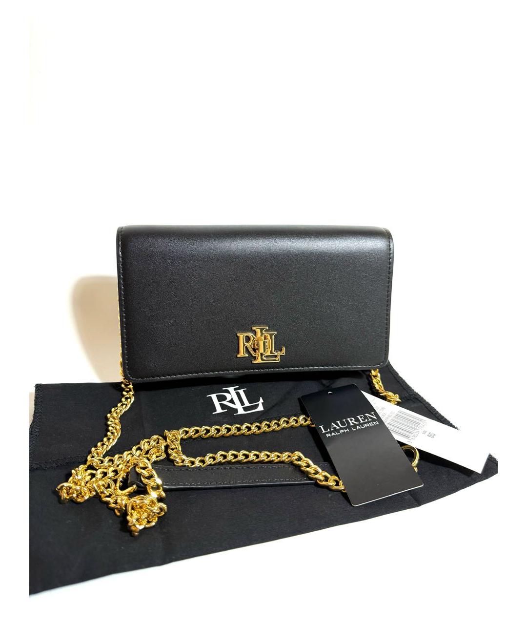 RALPH LAUREN Черная кожаная сумка через плечо, фото 5