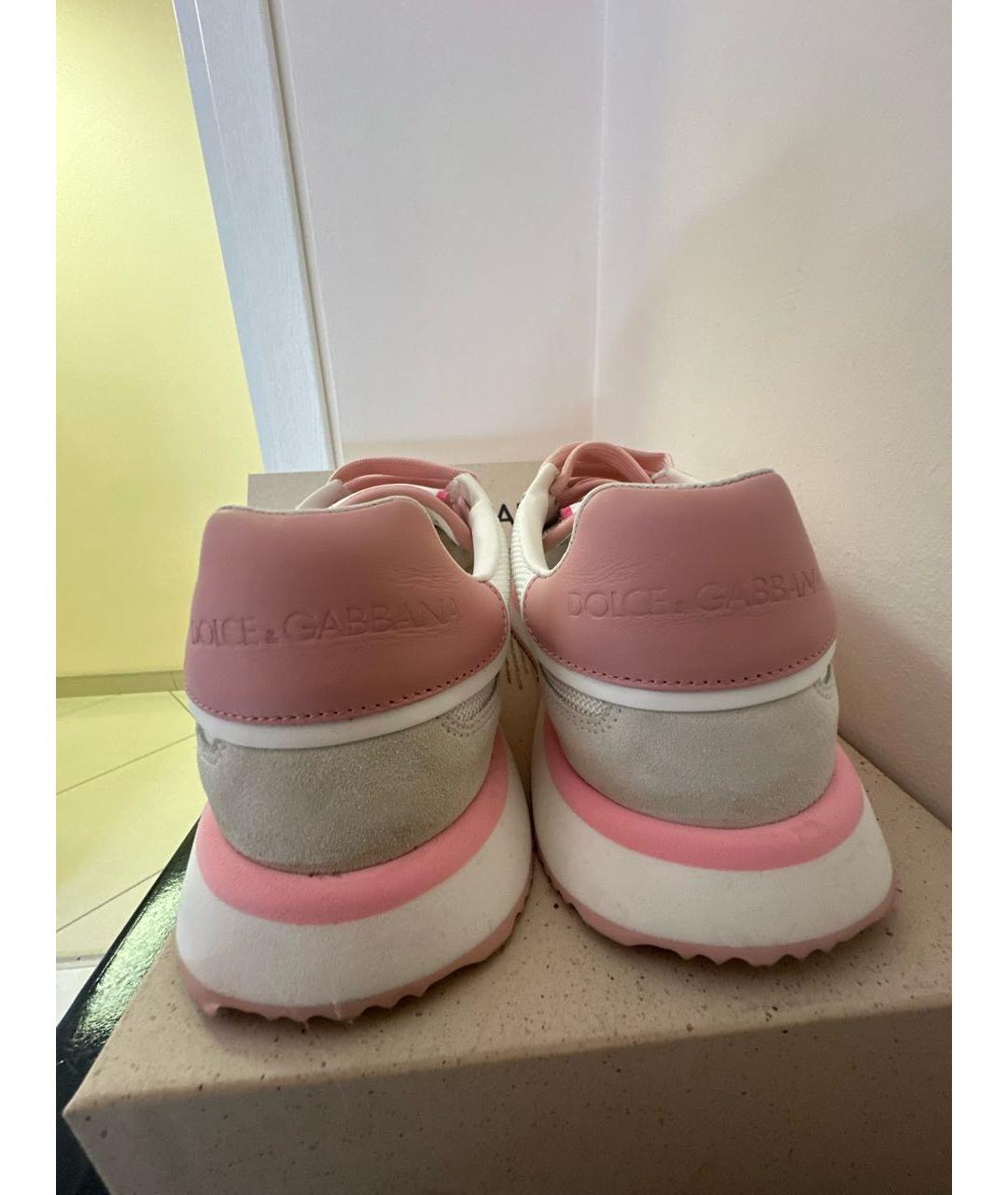 DOLCE&GABBANA Розовые текстильные кроссовки, фото 4
