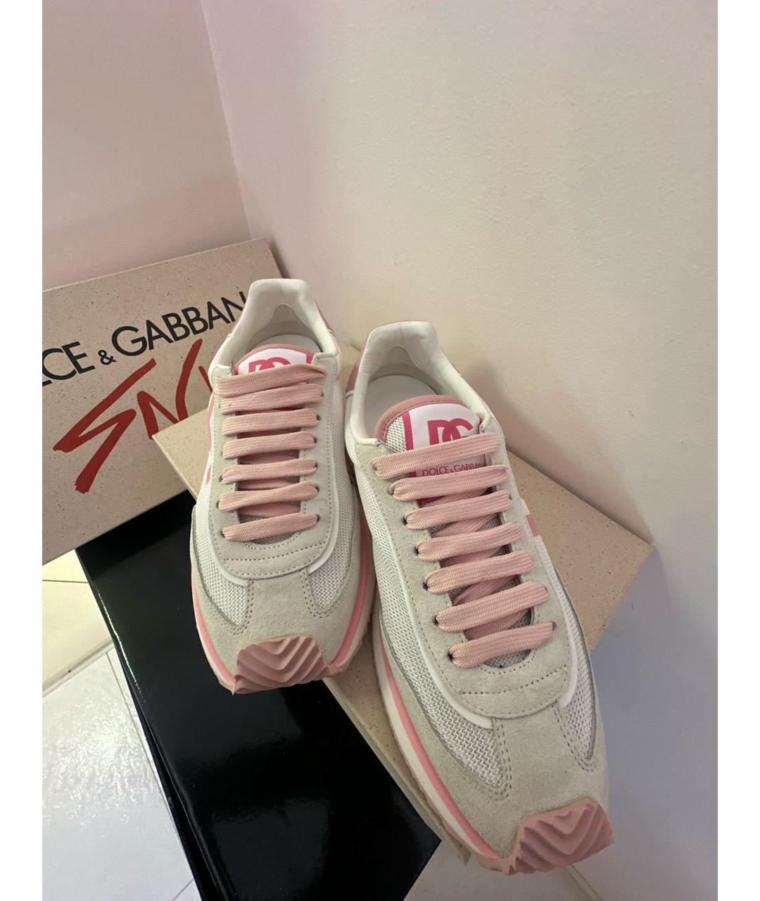 DOLCE&GABBANA Розовые текстильные кроссовки, фото 2