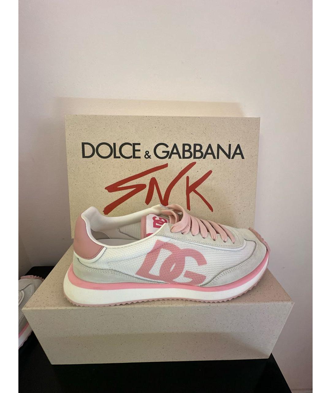 DOLCE&GABBANA Розовые текстильные кроссовки, фото 9