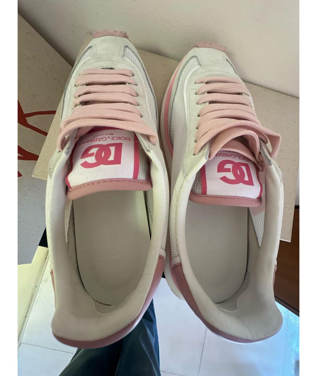 DOLCE&GABBANA Розовые текстильные кроссовки, фото 3