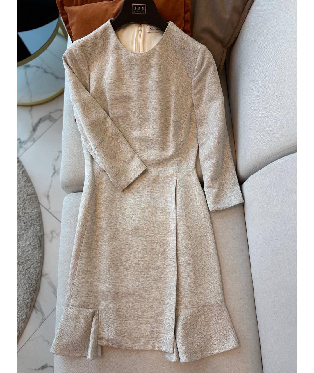 CHRISTIAN DIOR Бежевое вискозное платье, фото 9