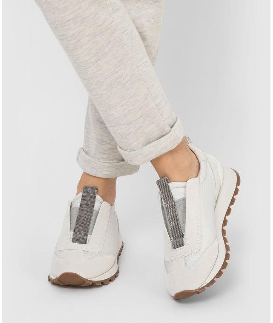 BRUNELLO CUCINELLI Белые замшевые кроссовки, фото 4