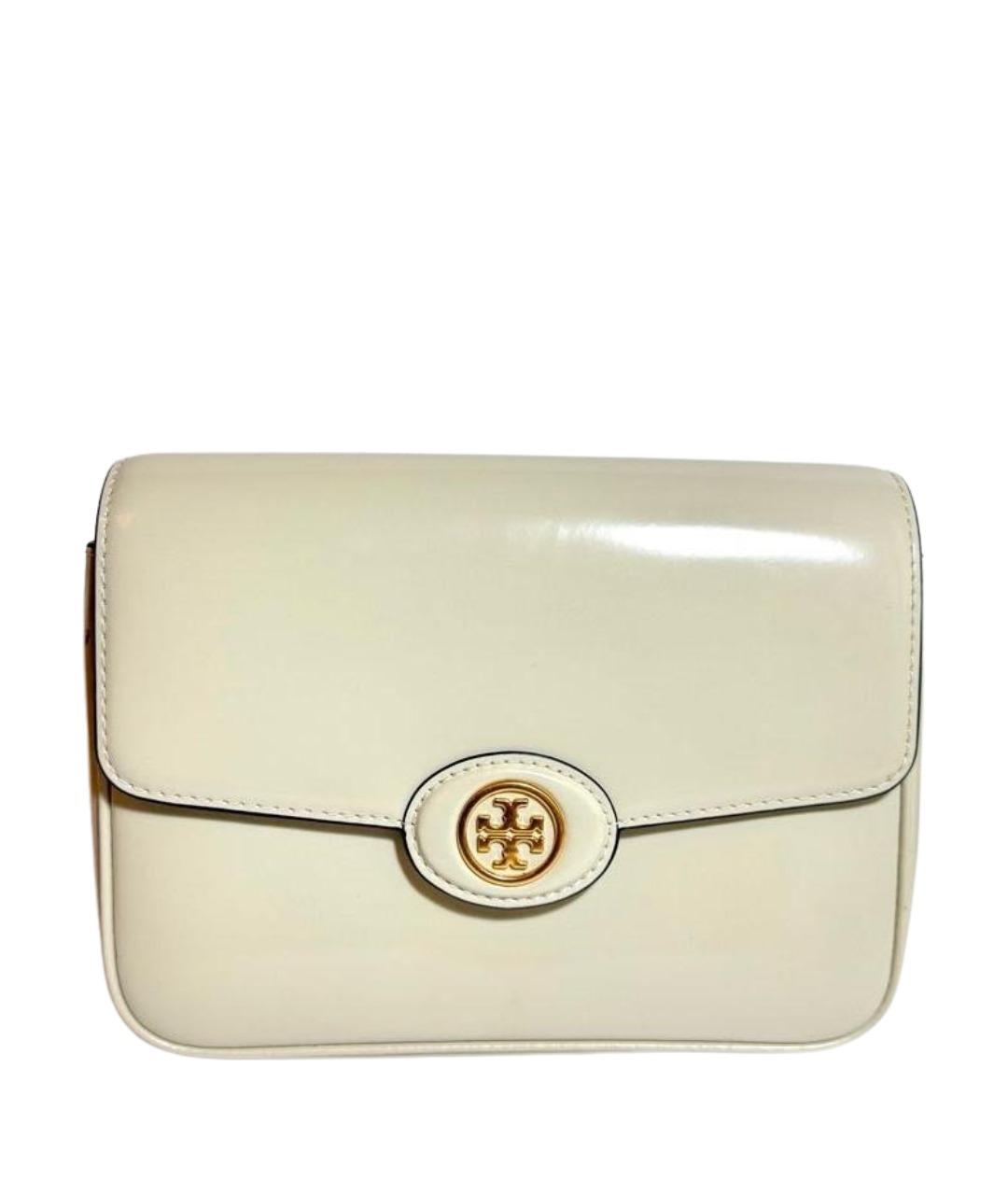 TORY BURCH Бежевая сумка через плечо из лакированной кожи, фото 1