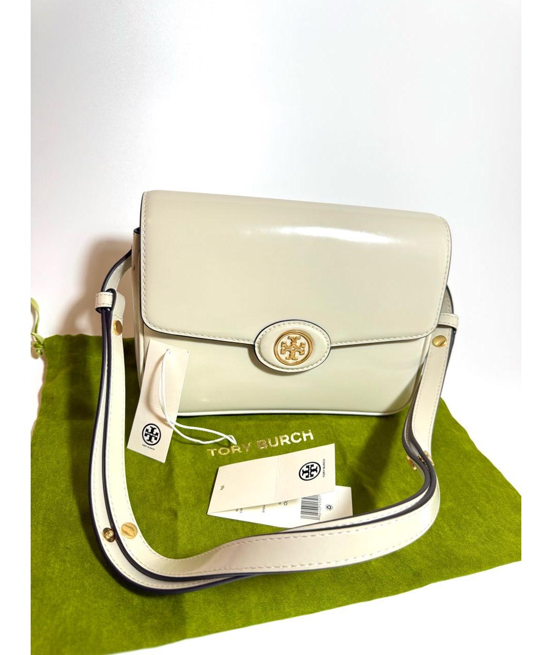 TORY BURCH Бежевая сумка через плечо из лакированной кожи, фото 5