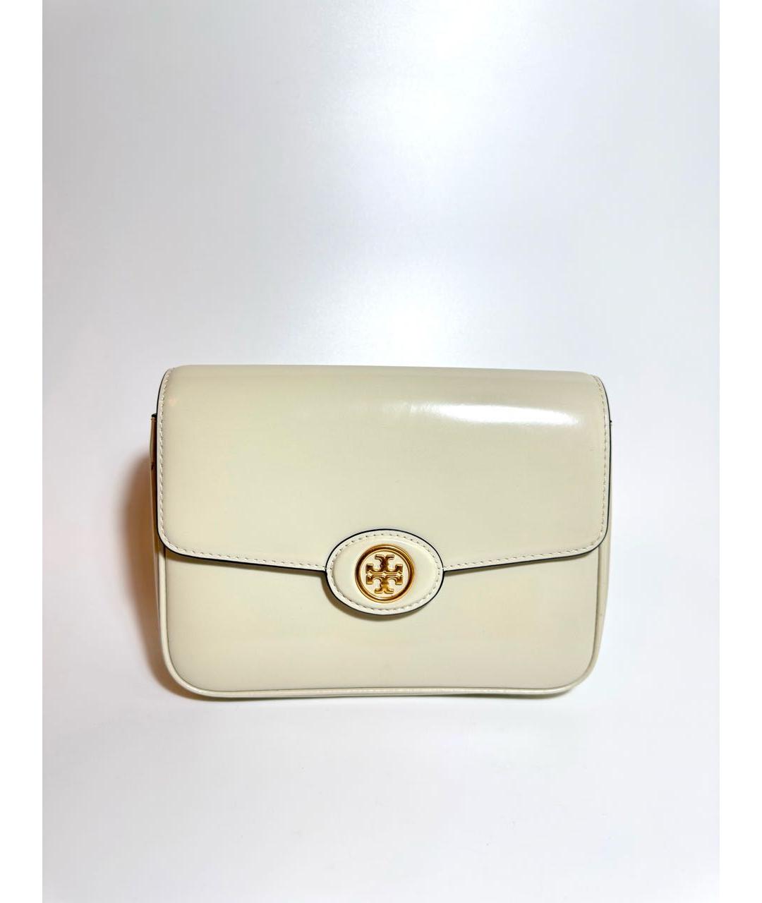 TORY BURCH Бежевая сумка через плечо из лакированной кожи, фото 6