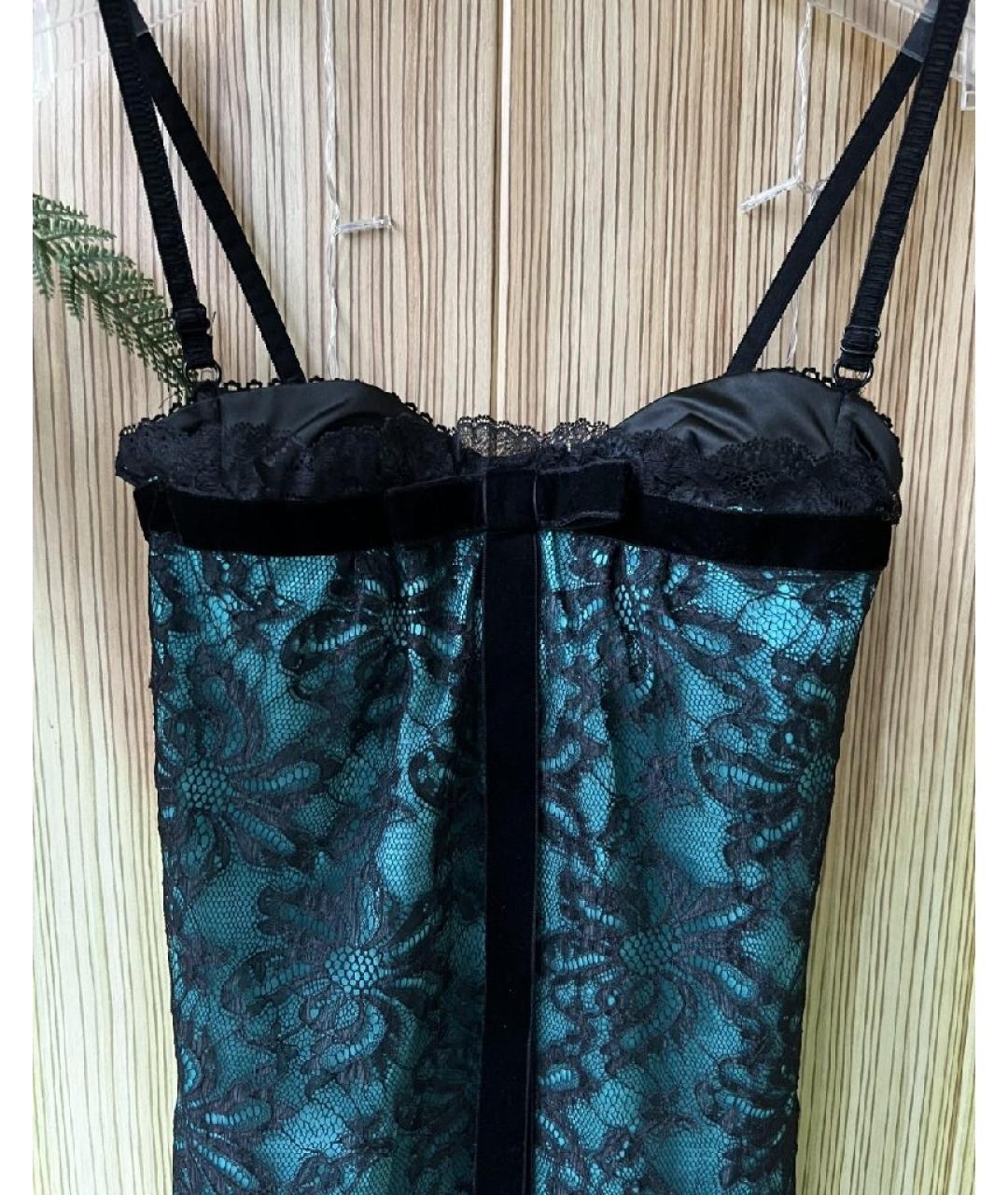 DOLCE&GABBANA Бирюзовое ацетатное повседневное платье, фото 4