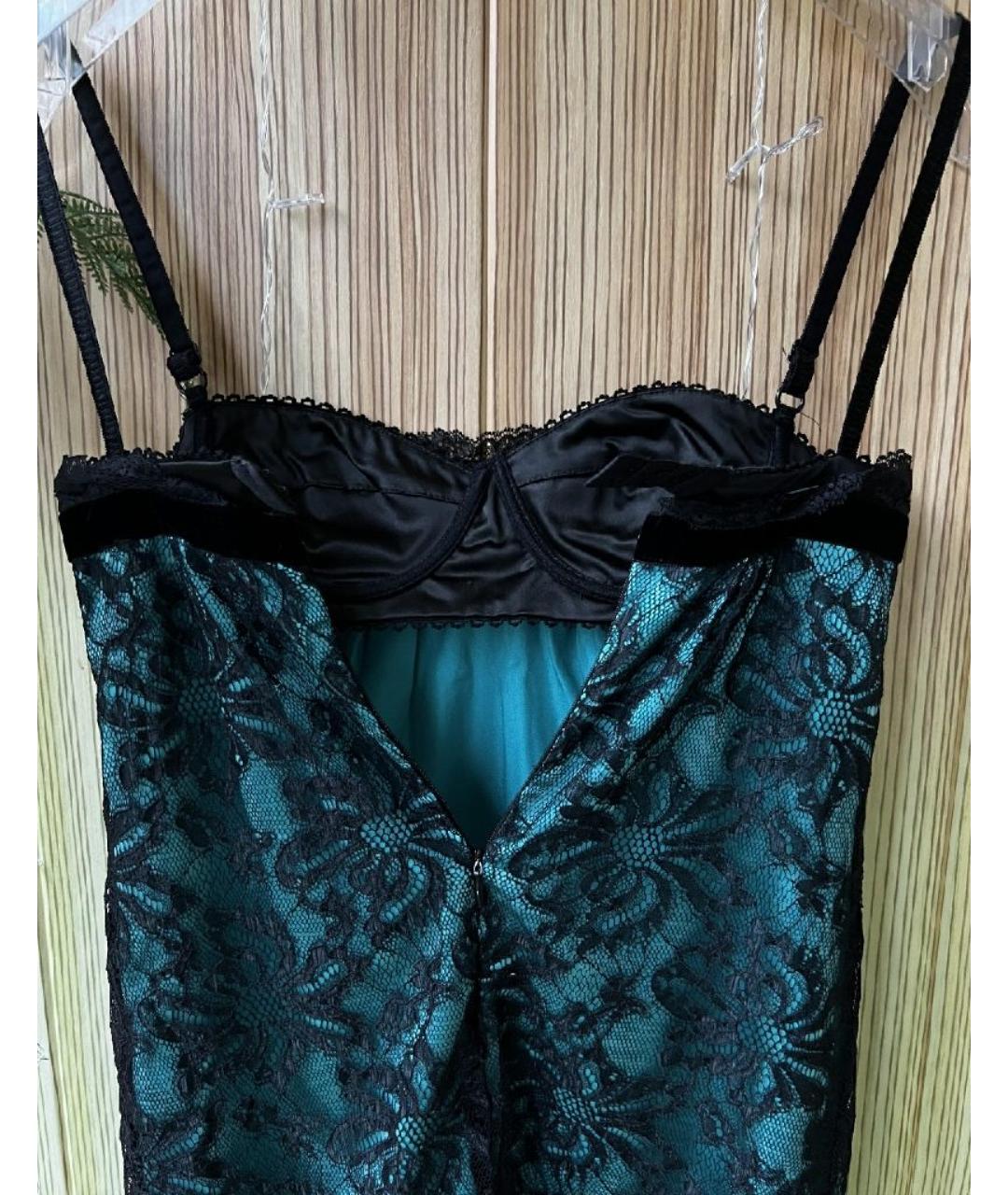 DOLCE&GABBANA Бирюзовое ацетатное повседневное платье, фото 7