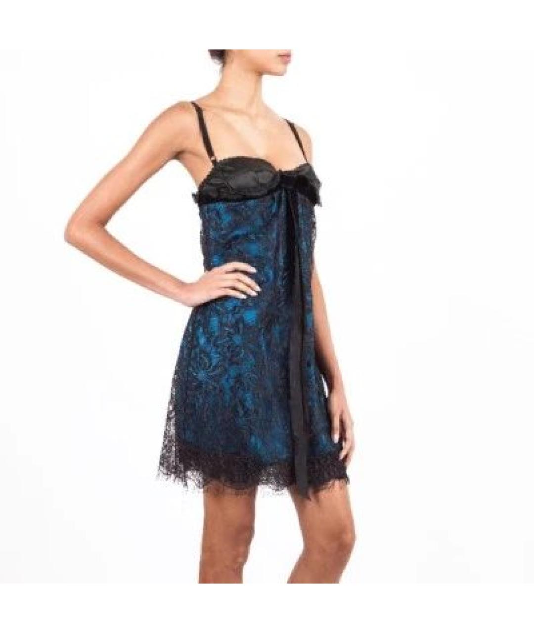 DOLCE&GABBANA Бирюзовое ацетатное повседневное платье, фото 8