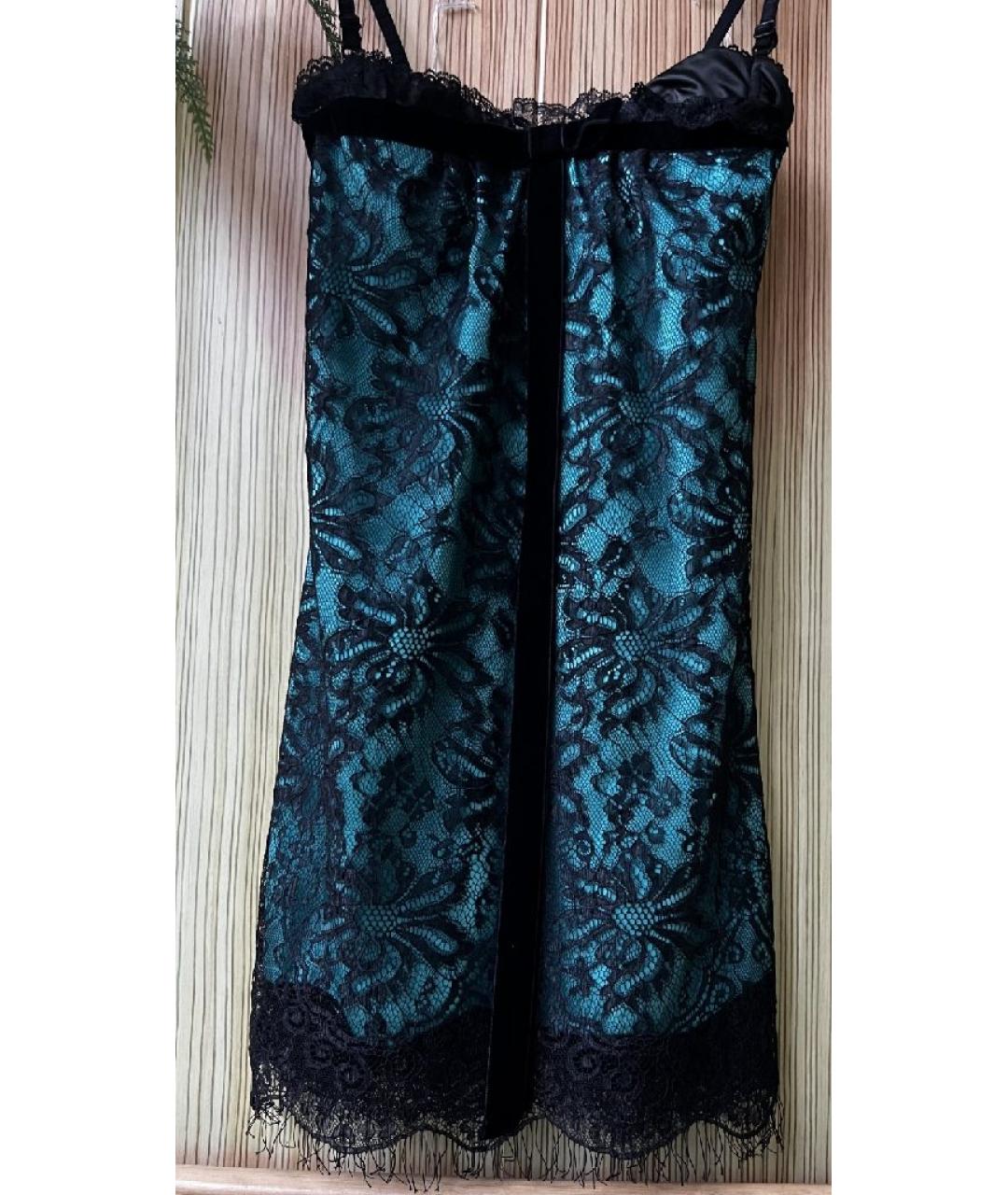 DOLCE&GABBANA Бирюзовое ацетатное повседневное платье, фото 2