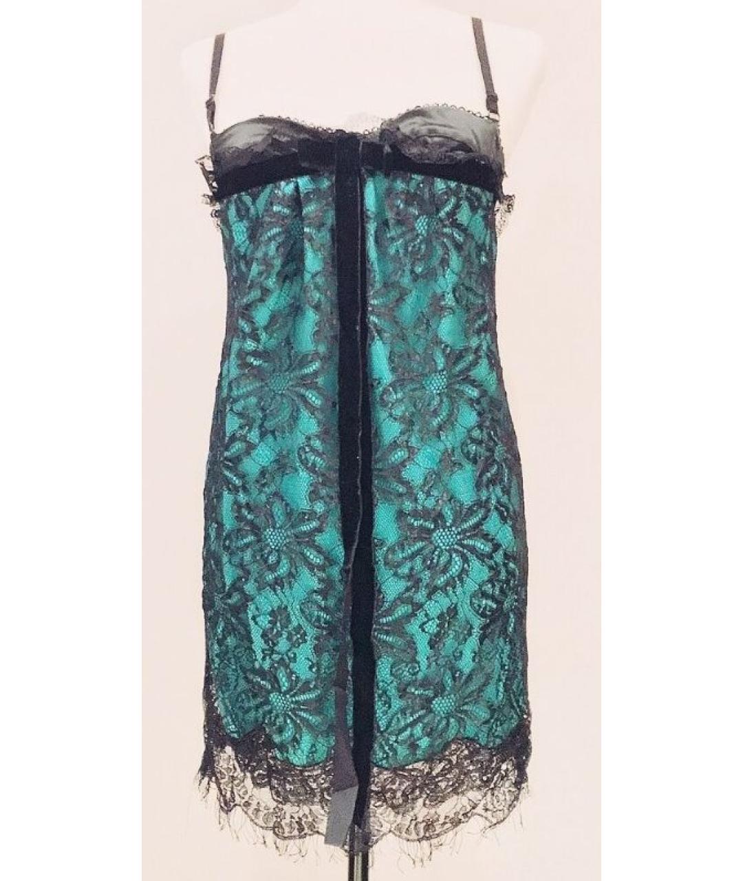 DOLCE&GABBANA Бирюзовое ацетатное повседневное платье, фото 10