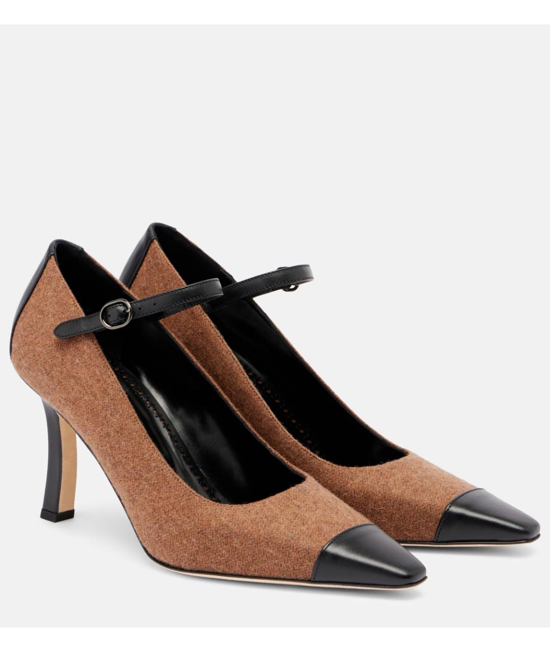 MANOLO BLAHNIK Коричневые текстильные туфли, фото 2