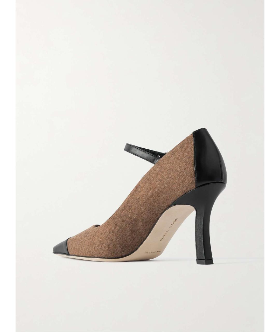 MANOLO BLAHNIK Коричневые текстильные туфли, фото 9