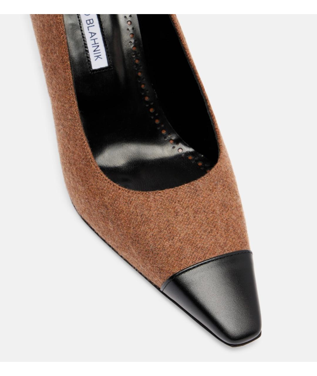 MANOLO BLAHNIK Коричневые текстильные туфли, фото 4