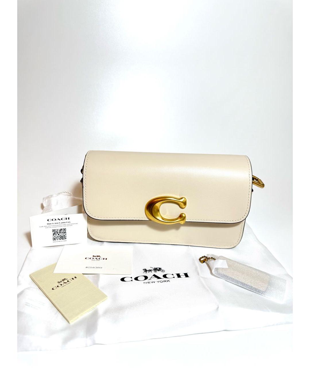 COACH Бежевая кожаная сумка через плечо, фото 6