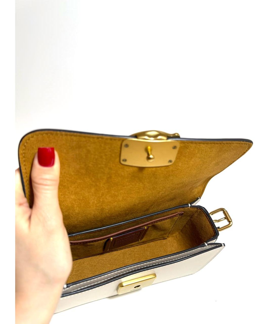 COACH Бежевая кожаная сумка через плечо, фото 5